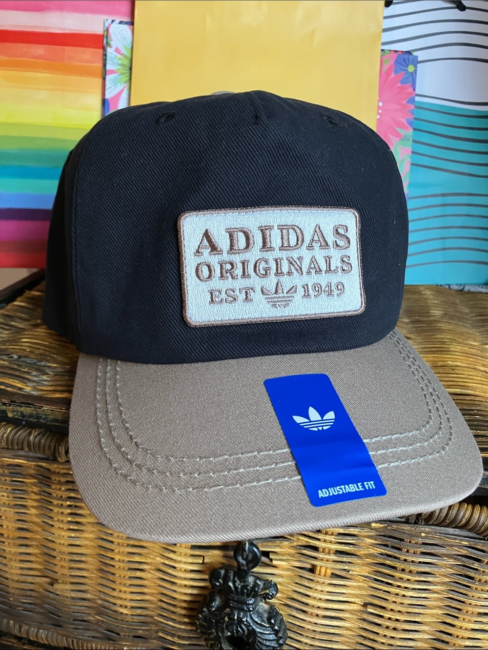 adidas Two-Tone Patch Snapback Hat in Black & Brown w:FREE bracelet or lip balm!